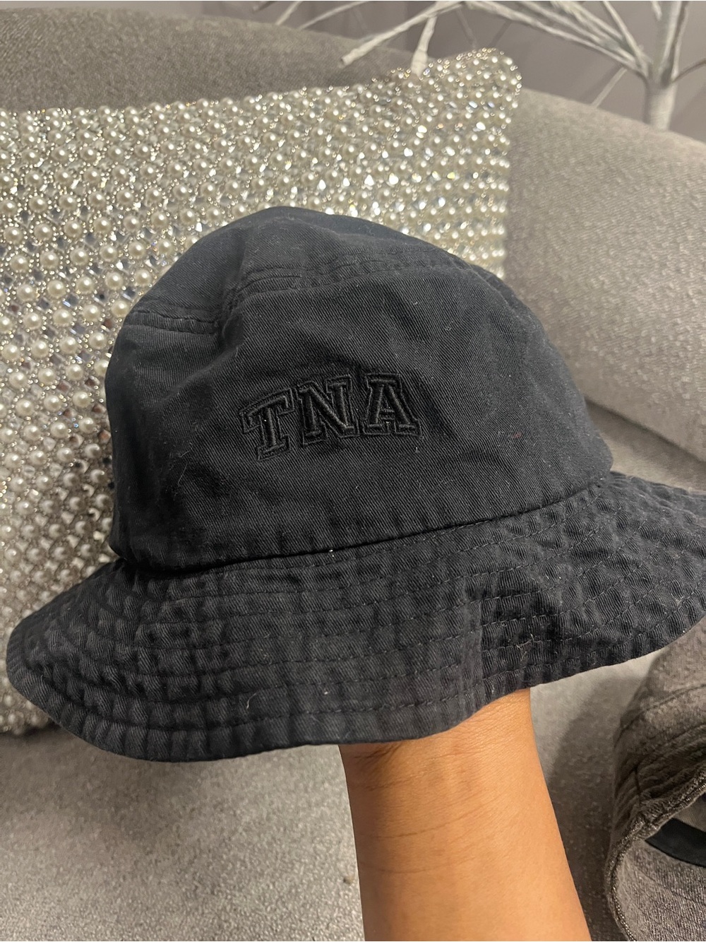 TNA Black Cotton Bucket Hat with Subtle Logo